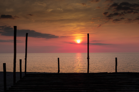 the light sunset in the seaの写真素材