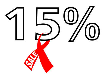 Vector illustration - 15% sale with ribbonの写真素材