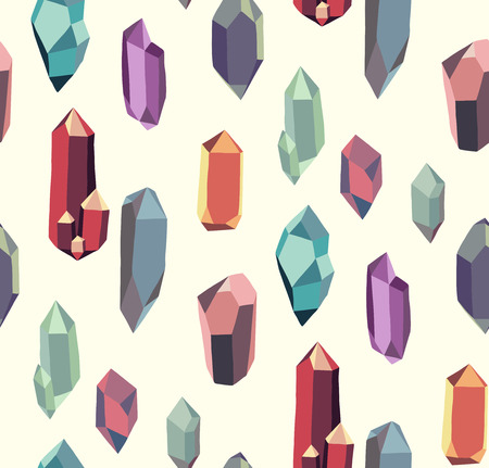 Seamless pattern with colorful crystals and gemsのイラスト素材