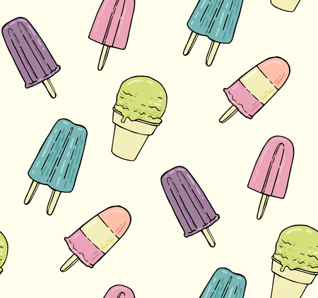 Seamless pattern with colorful ice creamのイラスト素材