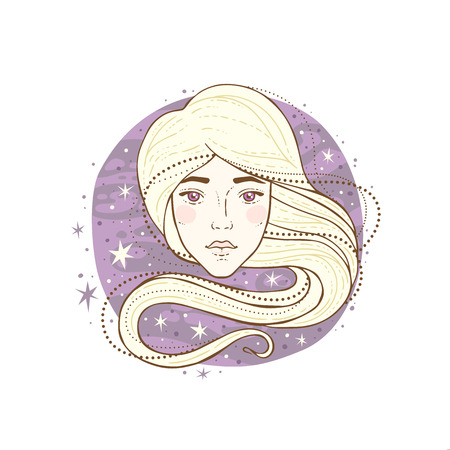 Virgo zodiac sign. Vector illustration isolated on white.のイラスト素材