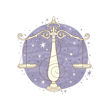 Libra zodiac sign. Vector illustration isolated on white.のイラスト素材