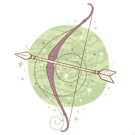 Sagittarius zodiac sign. Vector illustration isolated on white.のイラスト素材