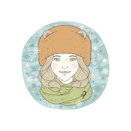 Leo zodiac sign. Winter season illustration. Vector illustration isolated on white.のイラスト素材