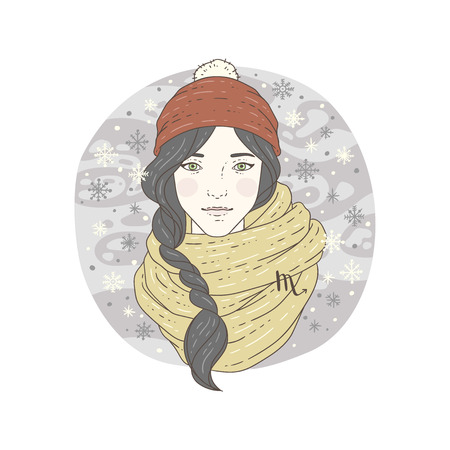 Scorpio zodiac sign. Winter season illustration. Vector illustration isolated on white.のイラスト素材