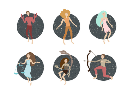 zodiac signs. vector illustration. cancer, leo, virgo, libra, scorpio, sagittariusのイラスト素材