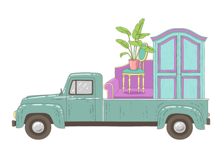 Moving truck . Moving House. Relocationのイラスト素材
