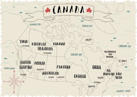 Map of Canada. Line illustration.のイラスト素材