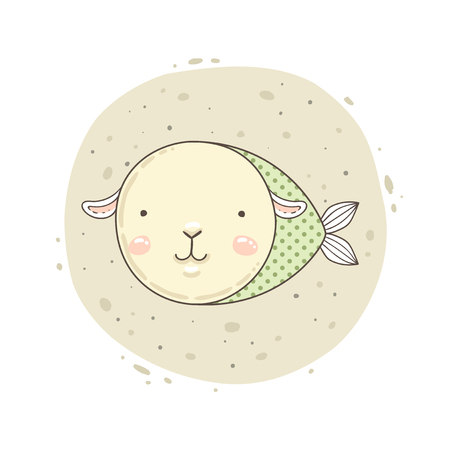 Pisces cute zodiac signのイラスト素材