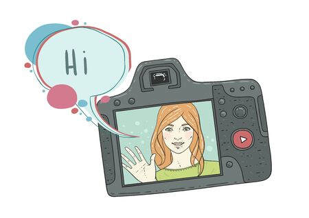 Woman on cameraのイラスト素材