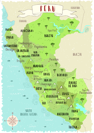 Illustrated map of Peruのイラスト素材