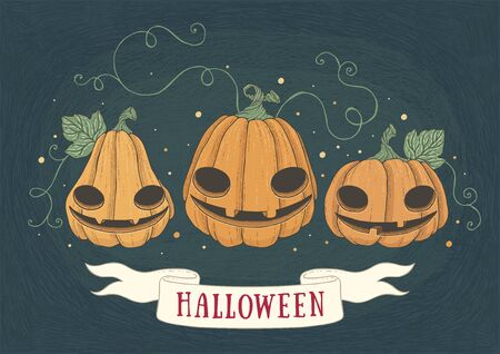 Halloween holidays hand drawn posters or greeting cardのイラスト素材