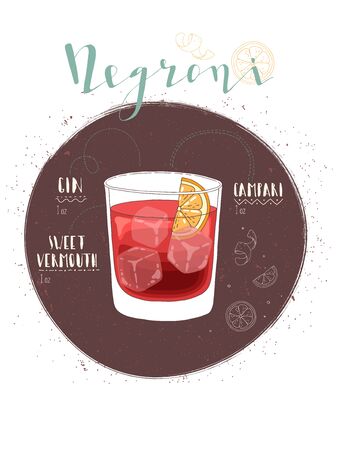 Illustration of cocktail Negroniのイラスト素材