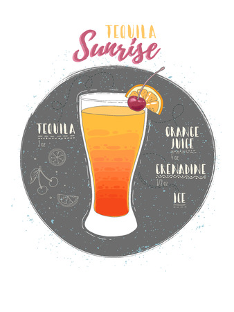 Illustration of cocktail Tequila Sunriseのイラスト素材