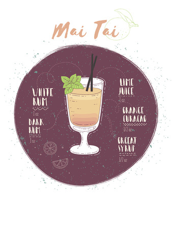 Illustration of cocktail Mai Taiのイラスト素材