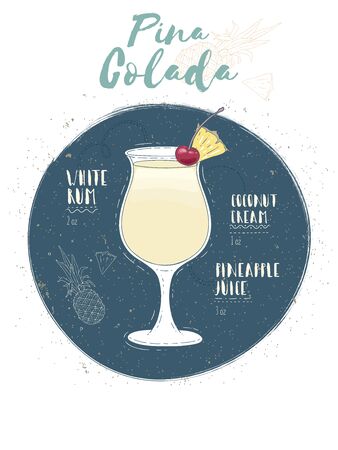 Illustration of cocktail Pina Coladaのイラスト素材