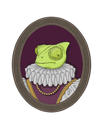 Color chameleon portrait. Vector illustrationのイラスト素材