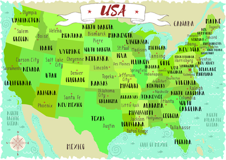Illustrated map of USAのイラスト素材