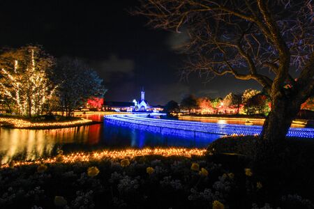 Night scene at Nabana no Sato,Mie,Japanの写真素材