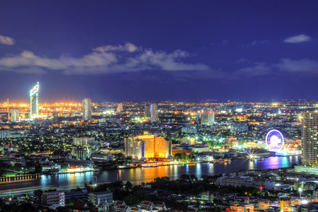nightscape along Chao Phraya River,Bangkok,Thailandのeditorial素材