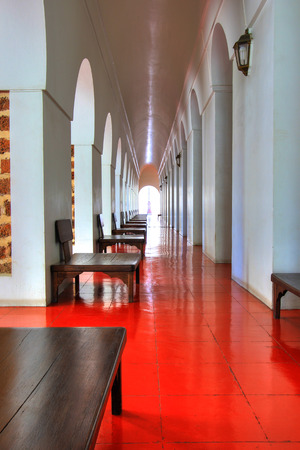 interior of the ground floor of Loha Prasat, Wat Ratchanaddaram Woravihara (buddhist temple in Phra Nakhon district, Bangkok, Thailand). Also called the 'Metal Castle'のeditorial素材
