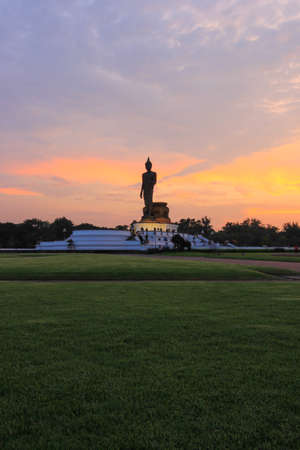 sunset sky at  Phutthamonthon (Buddhist park in Phutthamonthon district, Nakhon Pathom Province of Thailand)の写真素材