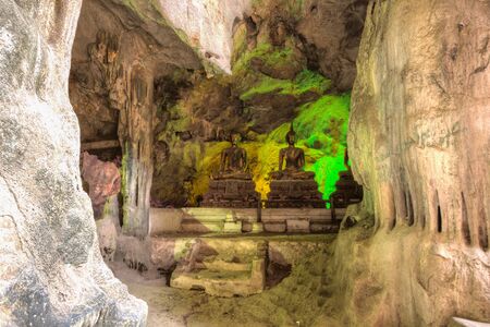 Buddha images in Khao Luang Cave,Phetchaburi province,Thailand.のeditorial素材