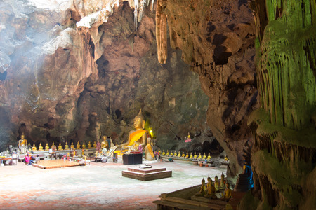 Buddha images in Khao Luang Cave,Phetchaburi province,Thailand.のeditorial素材