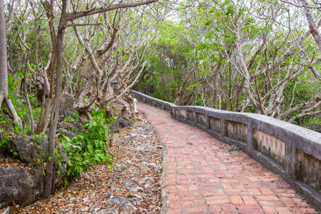 pathway on the hill at Phra Nakhon Khiri(Khao Wang or hill with palace),Phetchaburi,Thailand.Built as a summer palace by King Mongkut.の写真素材