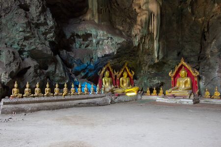 Buddha images in Khao Luang Cave,Phetchaburi province,Thailand.のeditorial素材