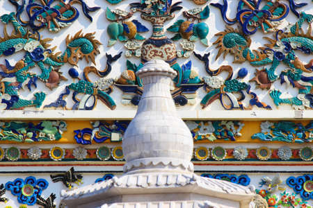 beautiful Chinese arts and decorations at the ordination hall of Wat Rajorasaram,Bangkok,Thailand.This is a public temple.の写真素材