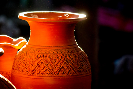 Thai style earthenware at Ko Kret in Nonthaburi province,Thailandの写真素材