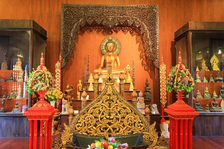 Buddha statues in Hongluang Saengkaew Museum,Wat Phra Kaew,Chiang Rai,Thailand
