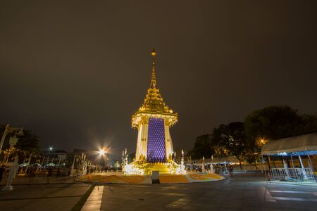 Replica of the Royal Crematorium for the Royal Cremation of His Majesty King Bhumibol Adulyadej at Memorial Bridge(Phra Phuttayotfa Bridge) Park,Bangkok,Thailand on October23,2017.のeditorial素材