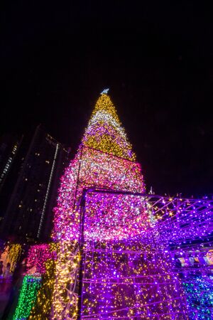 Light up Christmas tree to celebrate Christmas and New Year Festivalの写真素材