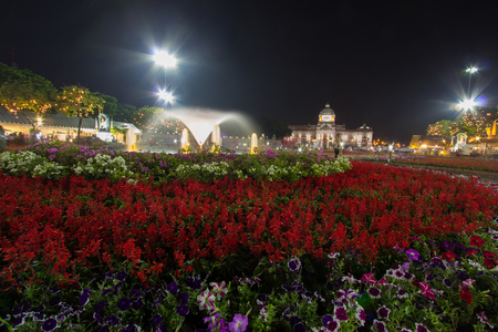 Royal winter festival,Oon Ai Rak Klay Kwam Nao,Royal Plaza,Dusit Palace and Sanam Suea Pa,Bangkok,Thailand on February16,2018:Anantasamakhom Throne Hall and beautiful fountains.のeditorial素材