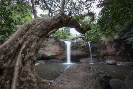 Stunning scenery of Haew Suwat Waterfall,Khao Yai National Park,Nakhon Ratchasima province,Thailandの写真素材