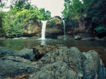 Stunning scenery of Haew Suwat Waterfall,Khao Yai National Park,Nakhon Ratchasima province,Thailandの写真素材