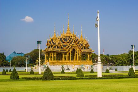 Memorial Crowns of the Auspice or Borommangalanusarani Pavilion in the area of Anantasamakhom Throne Hall,Thai Royal Dusit Palace,Bangkok,Thailand.のeditorial素材
