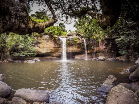 Stunning scenery of Haew Suwat Waterfall,Khao Yai National Park,Nakhon Ratchasima province,Thailandの写真素材