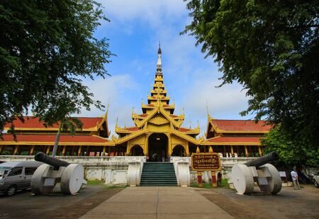 Mandalay Royal Palace,Mandalay,Myanmar  on October20,2014:At the entrance on sunny day with blue sky.のeditorial素材