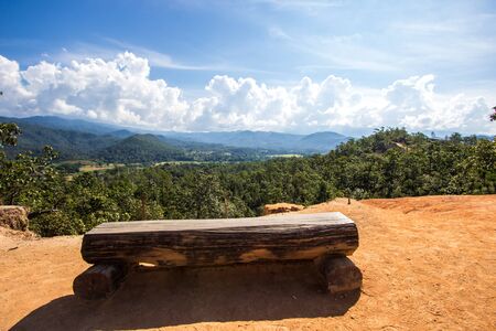 Beautiful steep cliffs,deep valleys and pine forests at Kong Lan (Pai Canyon) in Pai,Mae Hong Son province,Northern Thailandの写真素材