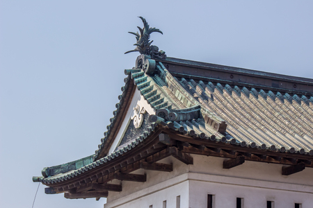 Close up the roof of Hirosaki Castle Tower in Hirosaki Park,Aomori,Tohoku,Japan.のeditorial素材