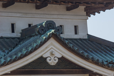 Close up the roof of Hirosaki Castle Tower in Hirosaki Park,Aomori,Tohoku,Japan.のeditorial素材