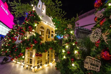 EmQuartier Shopping mall, Sukhumvit Road, Bangkok, Thailand on December 18, 2018: Light up Christmas tree to celebrate Christmas and New Year Festivalのeditorial素材