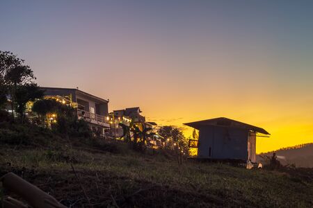 Beautiful sunset sky and Mekhong River at Chiang Khan,Loei,Northeastern Thailand.