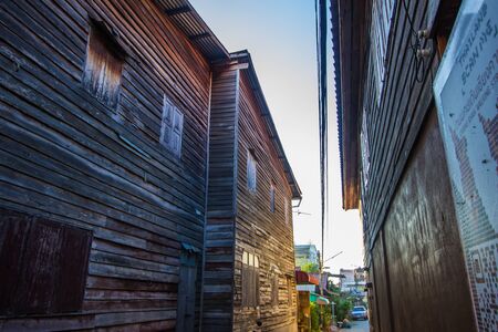 Chiang Khan, Loei, Thailand - DEC 23, 2018 :  wooden houses along Chiang Khan walking street (Chai Khong Road).のeditorial素材