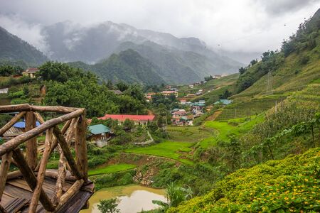 Lao Cai, north - west Vietnam - July 14, 2019 : Beautiful scenery of Cat Cat village, a highland cultural village in Sapa.のeditorial素材