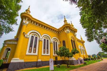 Ayutthaya, Thailand on August 21, 2018: Beautiful art and architecture of Saint Joseph Catholic Church on the south bank of the Chao Phraya River.のeditorial素材