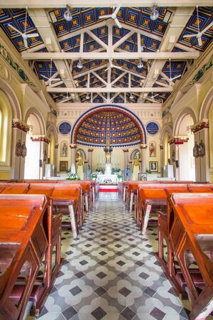 Bangkok, Thailand - August 10, 2019 : Interior of Saint Joseph Catholic Church.
